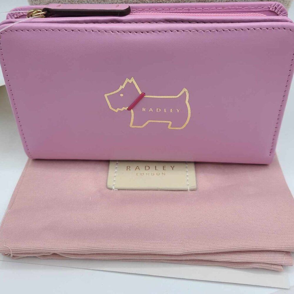 Radley London Leather Light Pink Heritage Dog Medium Bi Fold Wallet NWT!